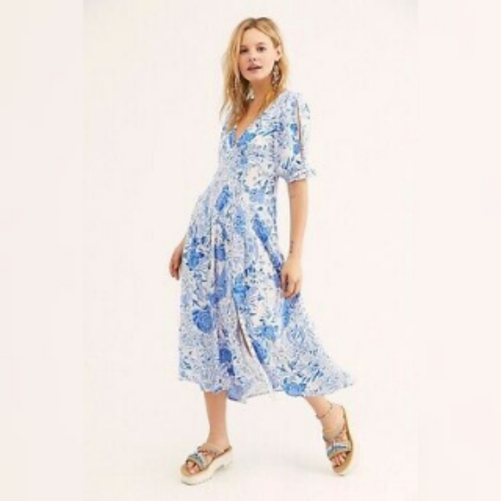 NWT Free People forever always floral midi dress